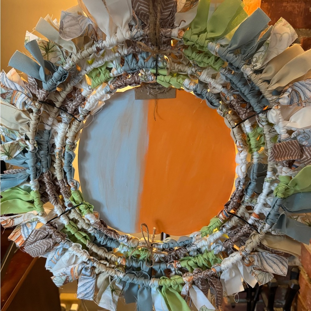 Fall Pumpkin Rag Wreath - Picture 6 of 6